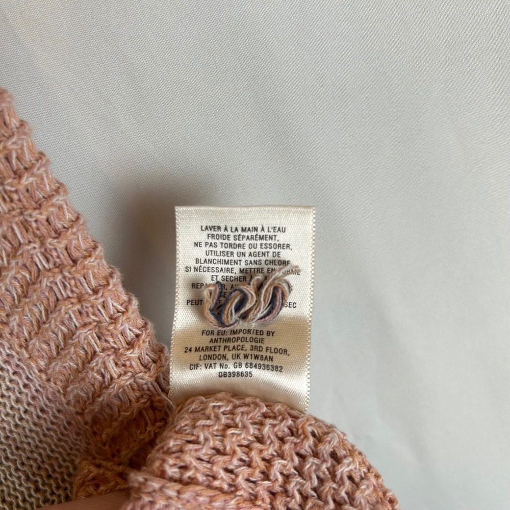 Anthropologie Moth Pink Blue Striped Cotton Asymmetrical Poncho Knit Top XS/S - Picture 5 of 10